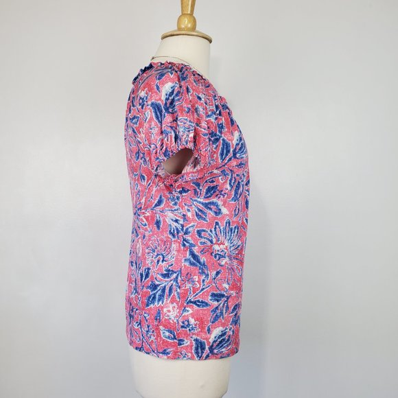 Chaps Pink Blue Cotton Casual Summer Knit Top Size MP - Picture 5 of 11